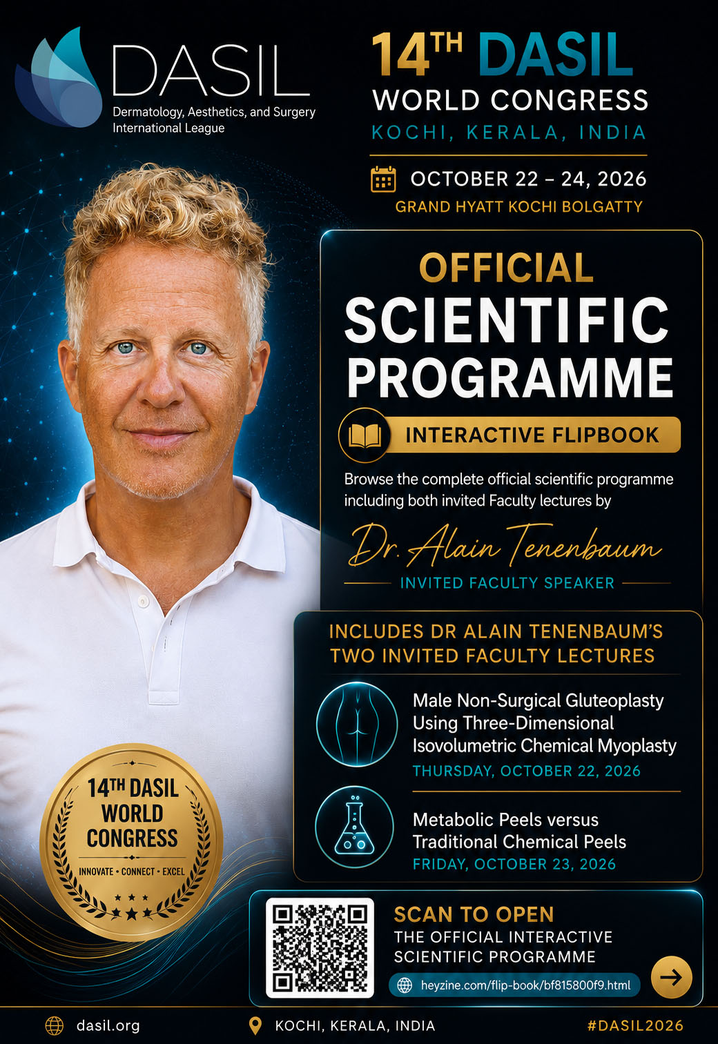 Dr Alain Tenenbaum, Faculty Speaker at the 14th DASIL World Congress 2026 in Kochi, India, presenting two invited scientific lectures.